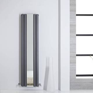 👉 Antraciet staal modern verticaal sloane centrale verwarming Spiegelradiator Dubbelpaneel 160cm x 38,5cm 7,2cm 1212Watt 5051752590030