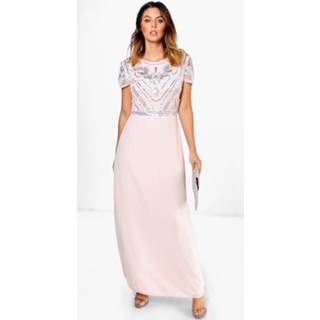 👉 Maxi dres blush vrouwen marine Boutique Embellished Top Dress
