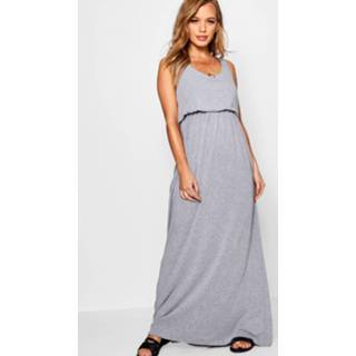 👉 Maxi dres grey marl vrouwen grijs Petite Bagged Over Racer Back Dress,
