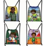 👉 Backpack bruin zwart jongens kinderen Afro boys print drawstring bag Africa brown black storage teenager soft kids bookbag gift