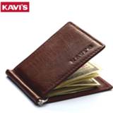 👉 KAVIS Slim Brand Men Women Genuine Leather Bifold Male Purse Billfold Wallet Money Clip Female Clamp for Money Case
