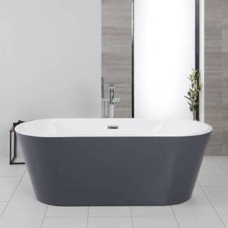 👉 Vrijstaand bad acryl modern grijs witton Apron Bath Dubbelzijdig Steengrijs 160cm | 5051752759260