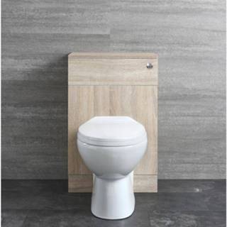 👉 Eiken MDF modern vloerstaand classic toiletkasten Staand Toilet | Covelly Stortbak Ombouw Dubbele Spoelknop 50cm Oak 5051752807732