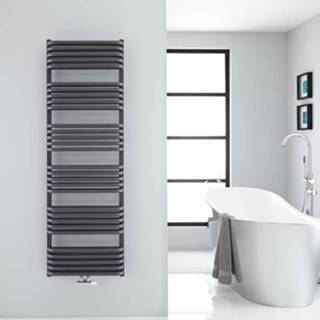 👉 Handdoekradiator antraciet staal modern verticaal arch centrale verwarming Gebogen 153,3cm x 50cm 10,1cm 1524Watt 5051752596353