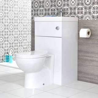 👉 Wastafel MDF modern fsc vloerstaand wit linton Rond Toilet met ingebouwde - 50cm x 86cm 87,5cm 5051752515873