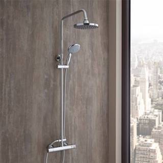 👉 Modern opbouw chroom thermostaatkraan slimline douchekraan keramische schijf Pacisci Thermostatische Douchezuil - Telescopisch! 5051752570308