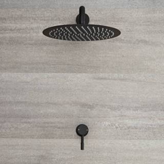 👉 Douchemengkraan zwart messing rond modern bouw mengkraan NOX keramische schijf Inbouw & d.30cm Ronde Douchekop 5051752757358