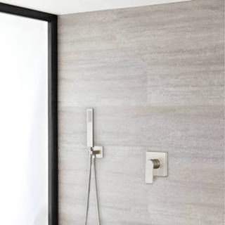👉 Douchemengkraan nikkel messing vierkant modern bouw geborsteld mengkraan harting keramische schijf Incl. Vierkante Handdouche - 5051752688232