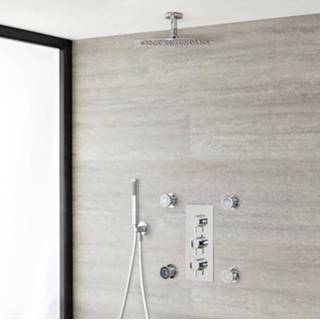👉 Douchekraan ABS rond modern TMV2 bouw chroom thermostaatkraan keramische schijf Ronde Thermostatische Douchekraan, 30cm douchekop, plafond bevestiging, handdouche en Zijdouches 5051752635854