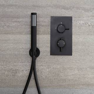 👉 Douchekraan zwart messing rond modern bouw thermostaatkraan NOX keramische schijf 1-weg Thermostatische & Handdouchecombinatie 5051752757402