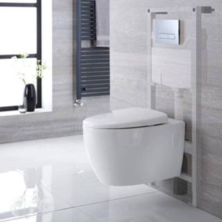 👉 Inbouwreservoir keramiek keramisch rond modern large muurbevestiging wit kenton Hangende Toiletten hangend Toilet incl ( Large) en Keuze Spoelknop 5051752634338