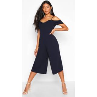 👉 Jumpsuit vrouwen marine Off The Shoulder Culotte Jumpsuit, Navy