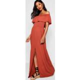 👉 Maxi dres vrouwen chestnut Ruffle Bandeau Slip Front Dress,