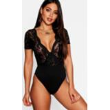 👉 Short sleeve zwart rood wit wine vrouwen Lace Wrap one piece