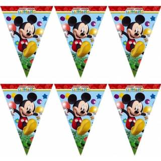 👉 Vlaggenlijn 2x Feestartikelen Mickey Mouse vlaggenlijnen 2,3 meter