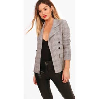 👉 Shirt grijs vrouwen Petite flannel Button Sleeve Blazer