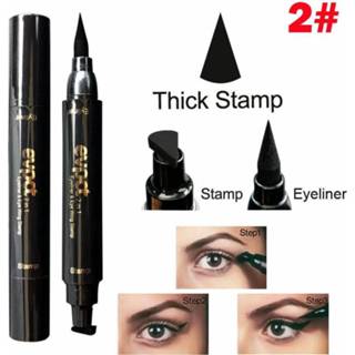 👉 2 in 1 Zwarte Vloeibare Eyeliner Vleugelzegel Stempel Potlood Sneldrogende Waterdichte Make-up - 01