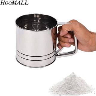 👉 Hoomall Rvs Meel Shakers Bar Keuken Gereedschap Mesh Poeder Zeef Zeef Cup Voor Gebak Gebak Bakvormen Bakken Tools - M 12.8x10cm