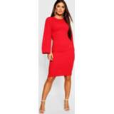 👉 Shirt rood vrouwen Petite Cape Sleeve Midi Dress, Red