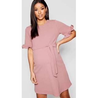 👉 Dress rose vrouwen Maternity Ruffle Tie Waist Smock Dress,