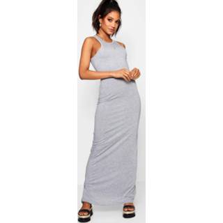 Maxi dres grey marl vrouwen grijs Basic Racer Front Dress,