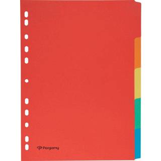 👉 Tabblad karton Pergamy tabbladen ft A4, 11-gaatsperforatie, karton, geassorteerde kleuren, 5 tabs 8435506931053