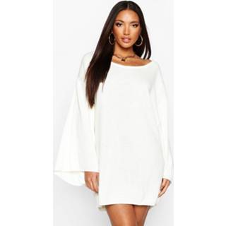 👉 Shirt vrouwen cream s Oversized Wide Sleeve sweater Dress,