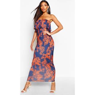 👉 Maxi dres vrouwen multi Palm Printed Bandeau Detail Dress