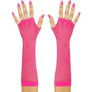 👉 Hand schoenen active roze Mooie lange vingerloze neon handschoenen 8003558147458