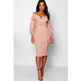 👉 Dress vrouwen stone Off the Shoulder Wrap Midi Dress, 3655716516