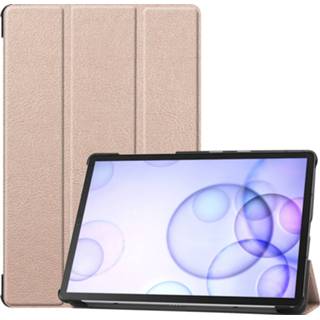 👉 Goud rose kunstleer stand flip hoes 3-Vouw sleepcover - Samsung Galaxy Tab S6 9145425551476