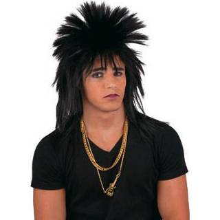 👉 Pruik zwarte Ruige rocker Jerry