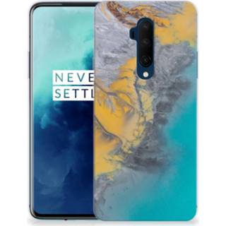 👉 Siliconen hoesje blauw goud OnePlus 7T Pro TPU Marble Blue Gold 8720091157408