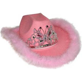 👉 Cowboyhoed roze met tiara
