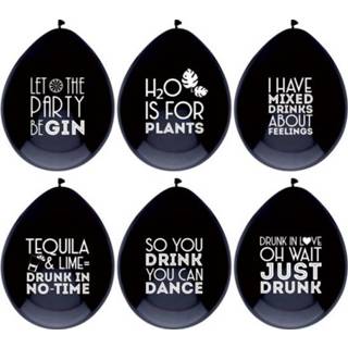 👉 Ballon zwart latex unisex Haza Original ballonnen Drink quotes 6 stuks 30 cm 8711319394354