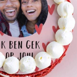 👉 Taart rood Red velvet Valentijn | Gek op jou met eigen foto