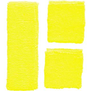 👉 Zweetbandje active gele Kanarie neon zweetbanden setjes voor carnaval 8003558058358