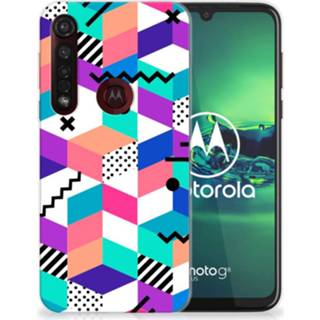 👉 Houten blok Motorola Moto G8 Plus TPU Hoesje Blokken Kleurrijk 8720091177970