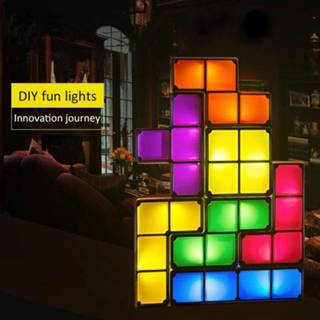 👉 [DBF] Tetris Stapelbaar Nachtlampje 3D Puzzels Licht 7 Kleuren Magic Blokken Inductie Grijpende LED Novelty Bureaulamp baby Cadeau - ons