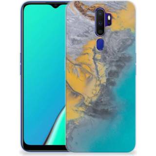 👉 Siliconen hoesje blauw goud OPPO A5 2020 TPU Marble Blue Gold 8720091906310