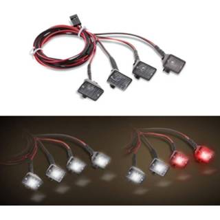 4 stks RC Auto LED Licht met Lampenkap voor 1/10 RC Rock Crawler HSP REDCAT Axiale SCX10 Traxxas TRX-4 RC Truck Voertuig Onderdelen - Rood