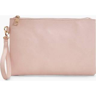 👉 Handtas One Size wit nude vrouwen ivoor zwart Fabric Lined Cross Hatch Zip Top Clutch Bag