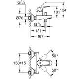 Badkraan chroom Grohe Bauflow