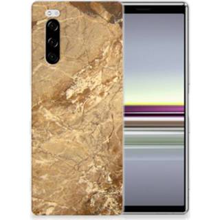 👉 Siliconen hoesje marmer Sony Xperia 5 TPU Creme 8720091612365