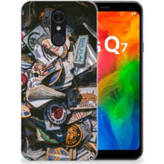 👉 Siliconen hoesje LG Q7 met foto Badges 8720091276734