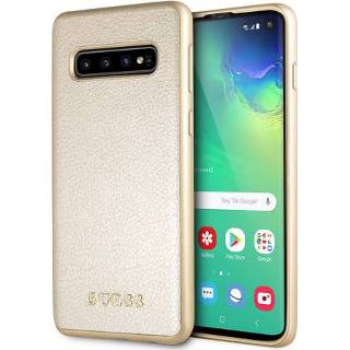 👉 Waardig kunstleer goud backcover hoes Guess - Samsung Galaxy S10 3700740448359