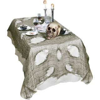 👉 Tafel laken active groen grijs Halloween tafellaken met gaten in grijs-groen 8003558013784
