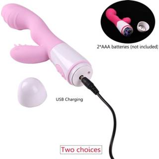 👉 Bouble Motor Vibrator G. spot Massage Vibrator 30 Speed Magic Wand Massager Clitoris Stimulator Dildo Vibrator Speeltjes voor Vrouw - USB rose red