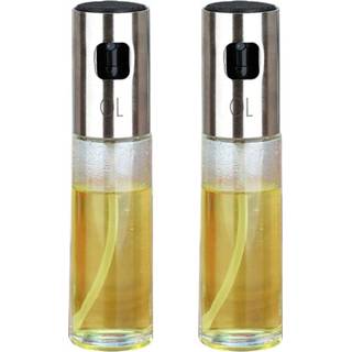 👉 Olie spray glas staal 2 stks/set Fles Pomp Keuken Olijfolie Spuit Roestvrij Pot Dispenser Gadget Koken te 8719897092471