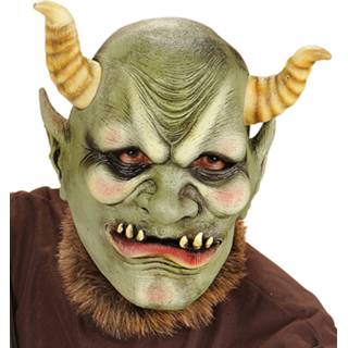 👉 Griezel masker active groene Griezelmasker Evil Orc met hoorntjes 8003558004102